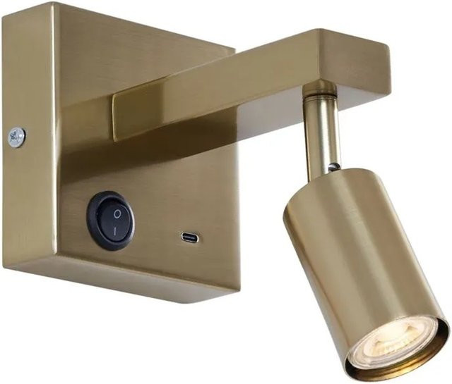 QAZQA Rex Moderne Wandleuchte in Gold mit USB-Anschluss und verstellbarem Neigungswinkel - Bild 1