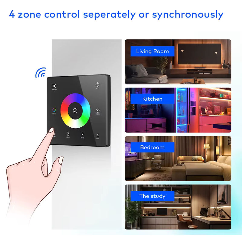 TUYA WiFi 5 in 1 LED Controller Kit mit Glas Wand Touch Panel RGBCCT Dimmer für DC 12V 24V - Bild 5