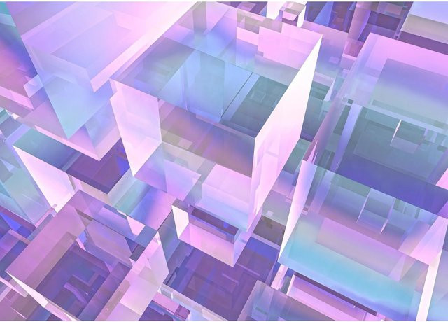 Komar Vliestapete Holographicubical in Lila mit 3D-Optik, Breite: 350 cm, Höhe: 250 cm - Bild 1