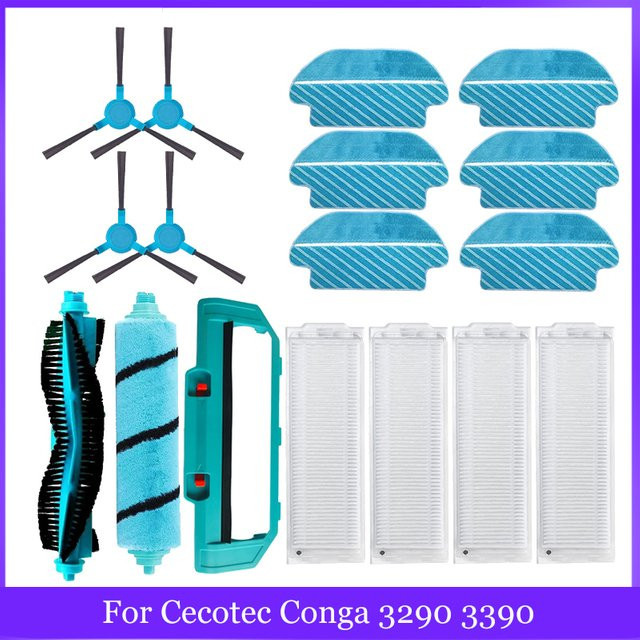HIKSIT Ersatzteil-Set für Cecotec Conga Ultra Titanium Vital Staubsauger mit Hauptbürste und Hepa-Filter in Blau - Bild 1