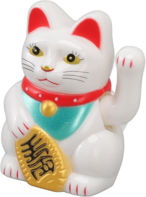 KaiSai Chinesische Glückskatze mit winkendem Arm als Solarlampe und Induktions-Statue, Farbe: Weiß - Bild 1