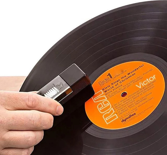3-teiliges Schallplatten-Reinigungsset in Schwarz für Plattenspieler und Vinyl mit Reinigungsbürsten und Reiniger - Bild 1