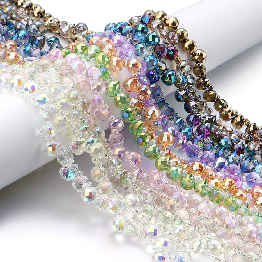 Louleur Kristall Perlen, Bunte AB Farbe, Erdbeere, Facettiert, Spacer - Bild 2