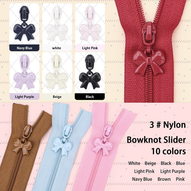 Changsons Set aus Nylon-Reißverschlüssen und Reißverschlussgriffen im Bogen-Stil aus Kunststoff, 5 Yards und 10 Griffe - Bild 1