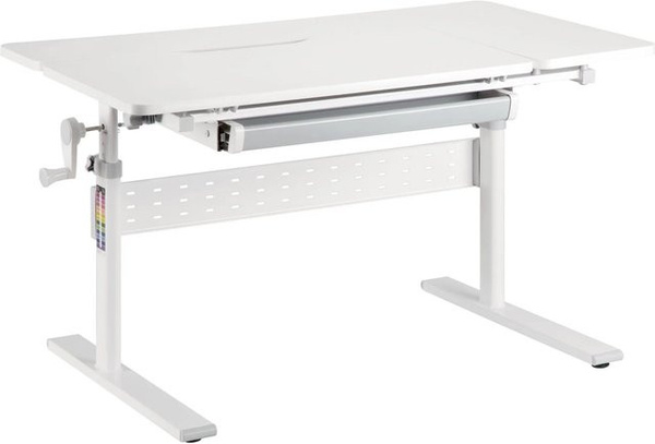 Toboli Kinderschreibtisch mit höhenverstellbarer und neigbarer Tischplatte in Grau und Weiß, B/T/H: 100 x 60 x 76 cm