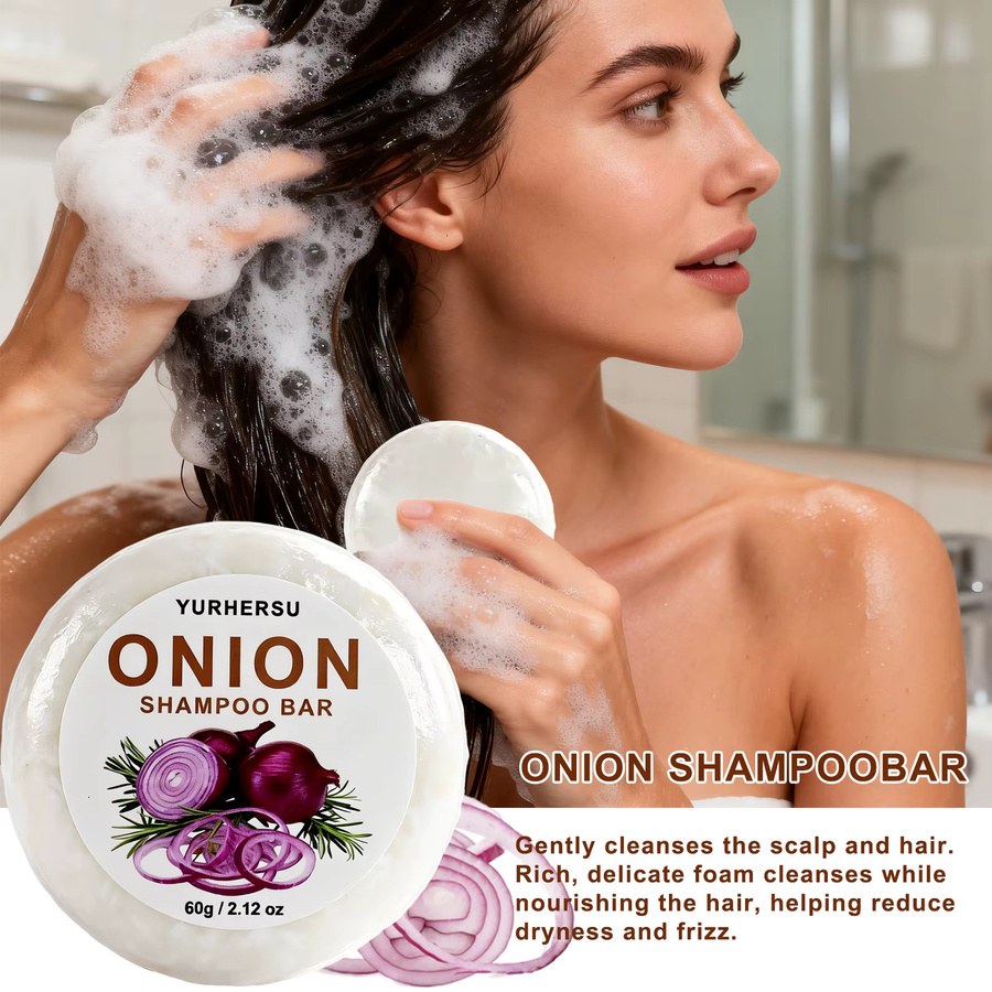YURHERSU Zwiebel-Shampoo-Bar, Vegane feste Shampoo-Seife gegen Schuppen und trockenes Haar - Bild 6