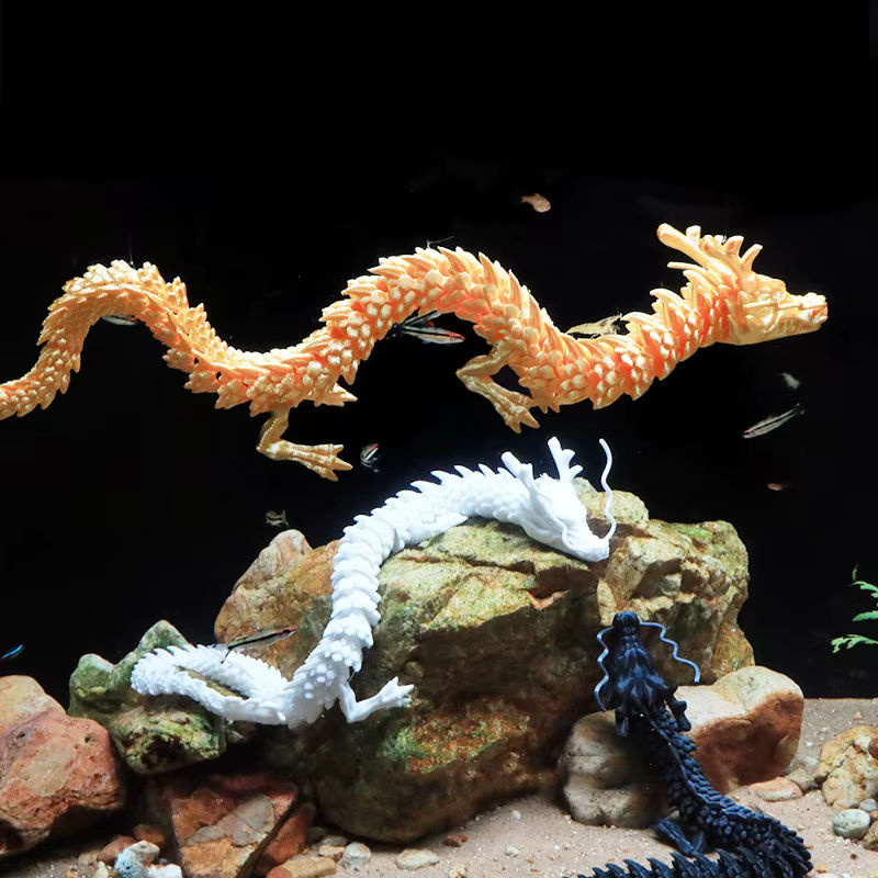 Bewegliches Drachenornament in Multicolor, 3D-gedruckte Aquarium-Dekoration und Steingarten-Landschaftsbau-Figur, Höhe: 30 cm - Bild 5