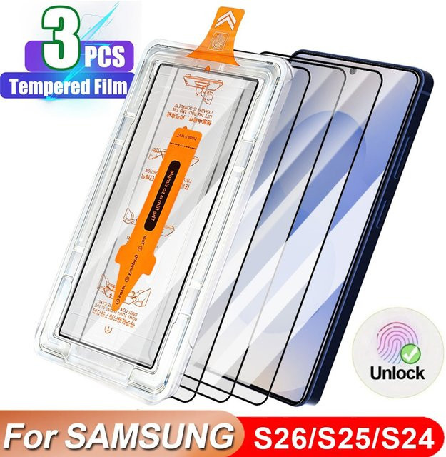 Staubfreier Displayschutz aus gehärtetem Glas für Samsung Galaxy S26 S25 S24 Plus Ultra in Transparent - Bild 1