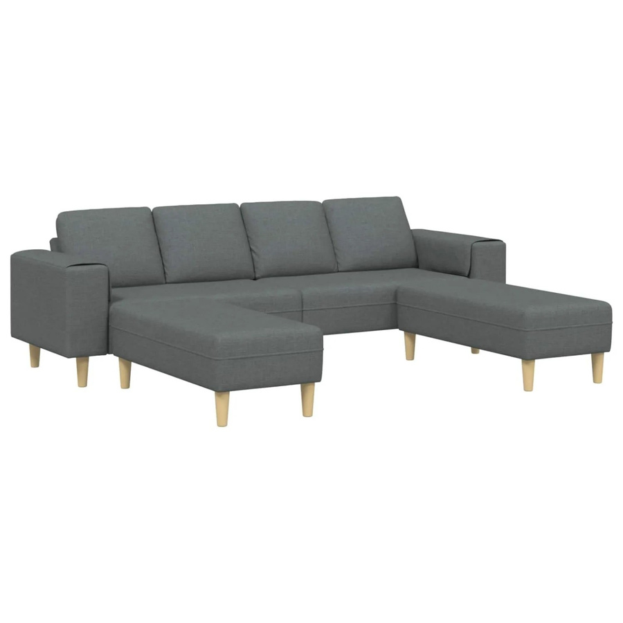 vidaXL Wohnzimmer Couch Set 3-teilig in Grau mit passendem Ottoman und Dekokissen aus Polyester - Bild 2