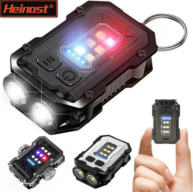 Heinast Multifunktionale COB-LED-Taschenlampe in Schwarz mit Clip für Notfälle und Sport - Bild 1