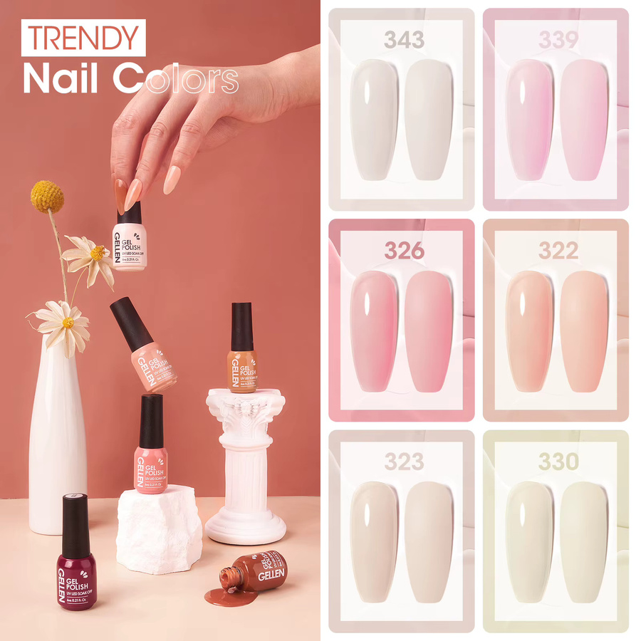 GELLEN Jelly-Gel-Nagellack-Set, 6-teilig, milchig weiß, rosa, nackt, mit UV-Lampen-Set - Bild 1