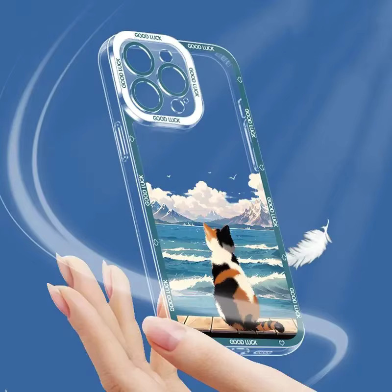 Handyhülle mit Anime Landschaft und süßer Katze für Samsung Galaxy S26 S25 S24 S23 S22 S21 S20 FE Note20 Note10 Plus Ultra Lite 5G - Bild 2