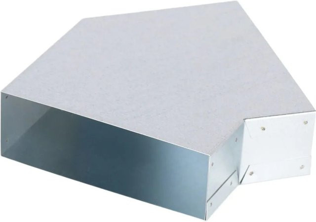 Subtiel Flachkanal Bogen 45 Grad aus verzinktem Stahl in Silber, Breite: 150 mm, Höhe: 50 mm - Bild 1