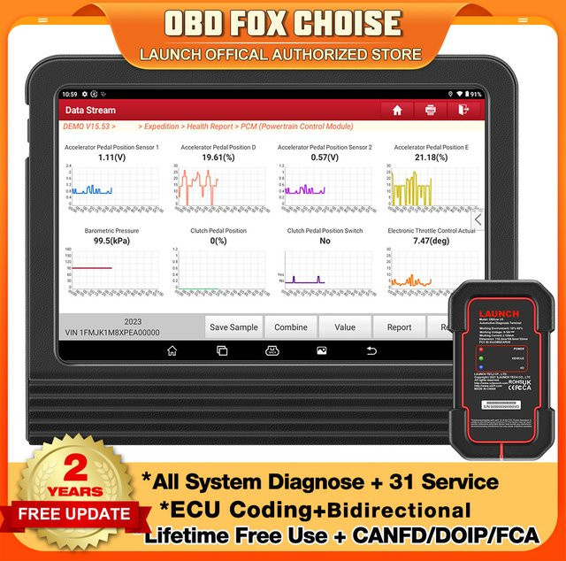 Launch Start X431 PRO V5.0 Kfz-Diagnosetool mit ECU-Codierung und aktivem Test, OBD2-Scanner für FCA CANFD DOIP, Schwarz - Bild 1