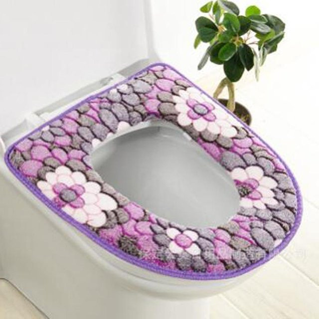 Waschbarer WC-Sitzbezug aus weichem Korallenfleece und Baumwolle für warmen Komfort im Winter - Bild 1