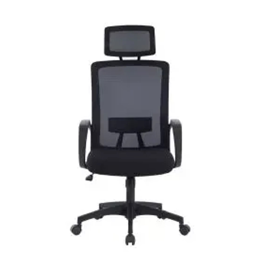 Jet-Line Ergonomischer Bürostuhl Winnipeg in Schwarz mit Nylon Mesh, verstellbarer Rückenstütze, Armlehnen und Kopfstütze - Bild 2