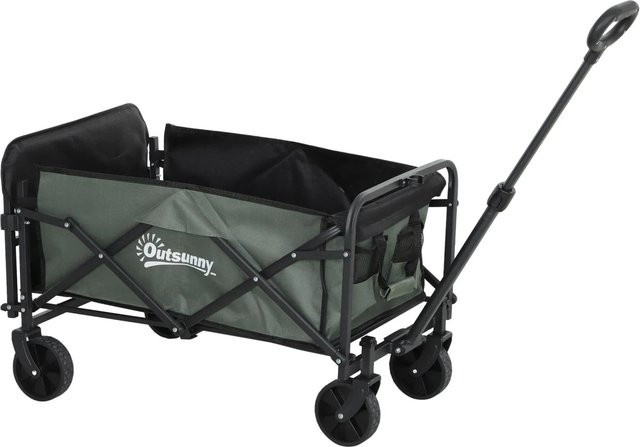 Outsunny Camping Trailer aus Stahl und Polyester in Grün, B/T/H: 46 x 114 x 65-92 cm - Bild 1