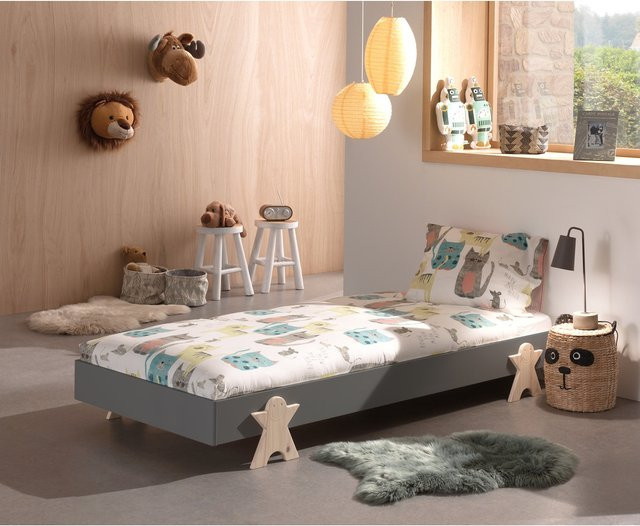 Vipack Modulo Einzelbett/Stapelbett für Kinder, grau lackiert, B/T/H: 90 x 200 cm - Bild 1