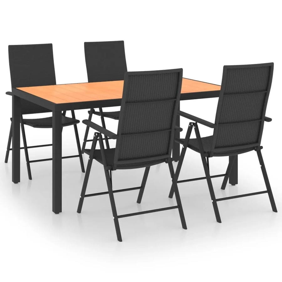 vidaXL 5-tlg Garten-Essgruppe Modell 2 aus WPC, PE-Rattan und Aluminium in Schwarz und Braun - Bild 2