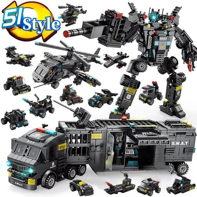 Linyi toy Stadtgebiet Polizei Weltraumanlage Swat Gebäude, Bausteine, 700 Teile, ab 14 Jahren - Bild 1