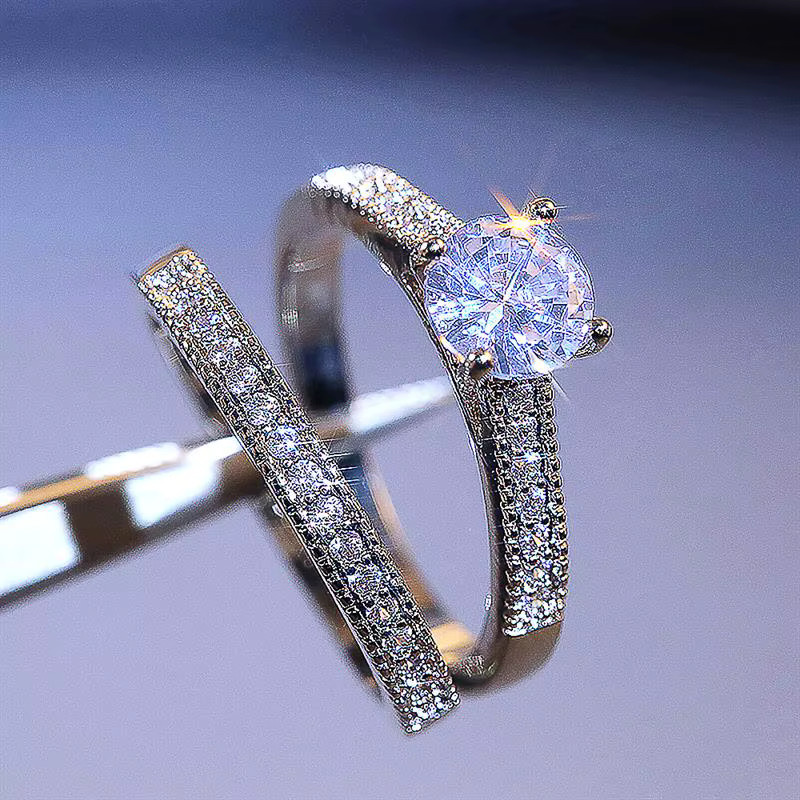 Huitan Damenring, Silber, Zirkonia, 2 Stück/Set - Bild 2