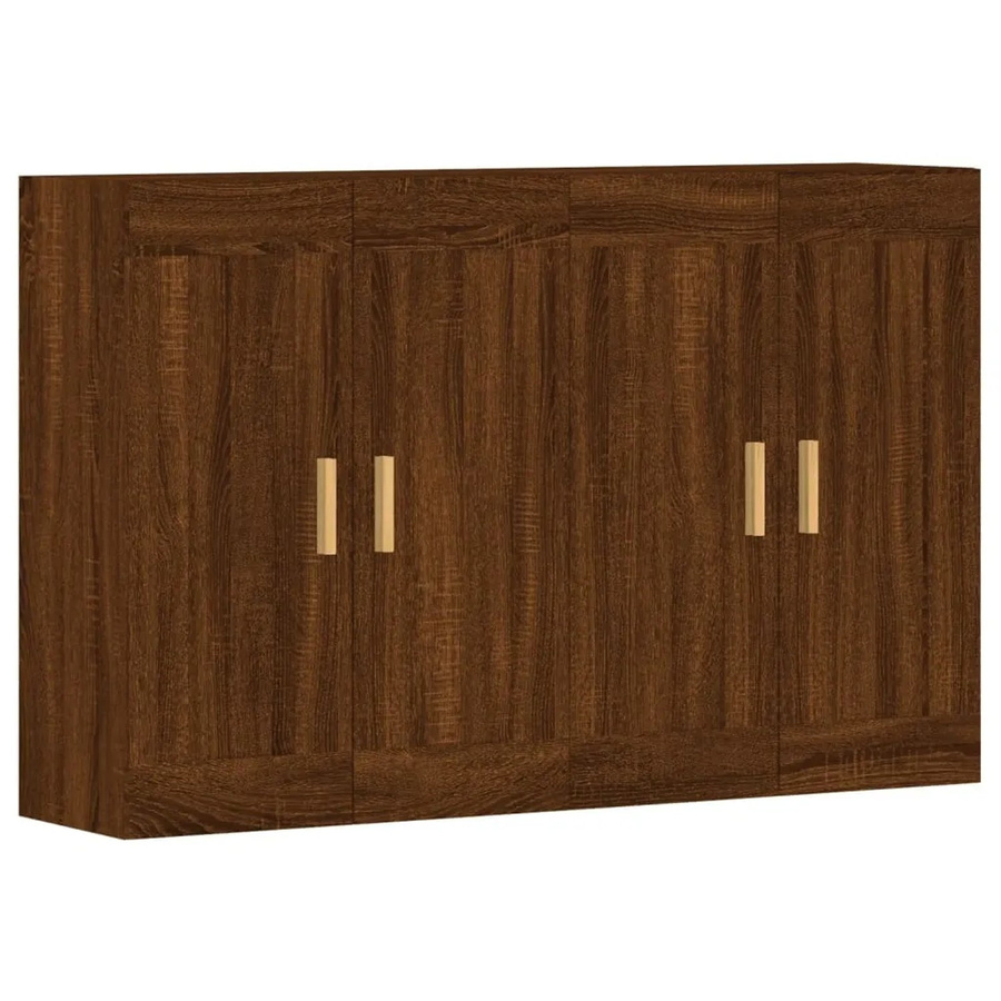 Set aus 2 vidaXL Wandschränken in Braun mit Eichen-Optik und Glastüren aus Holzwerkstoff und Eukalyptus, B/T/H: 90 x 34 x 69,5 cm - Bild 2