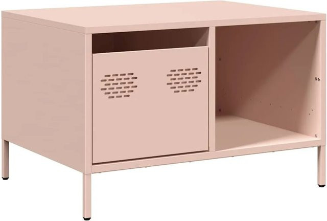 vidaXL Couchtisch in Rosa aus kaltgewalztem Stahl im Industrie-Stil, B/T/H: 68,5 x 50 x 43,5 cm - Bild 1