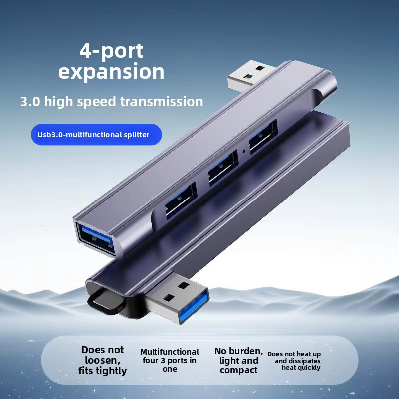 USB-C-Hub mit 4 USB-3.0-Ports aus Aluminiumlegierung in Silber für deinen Laptop - Bild 2