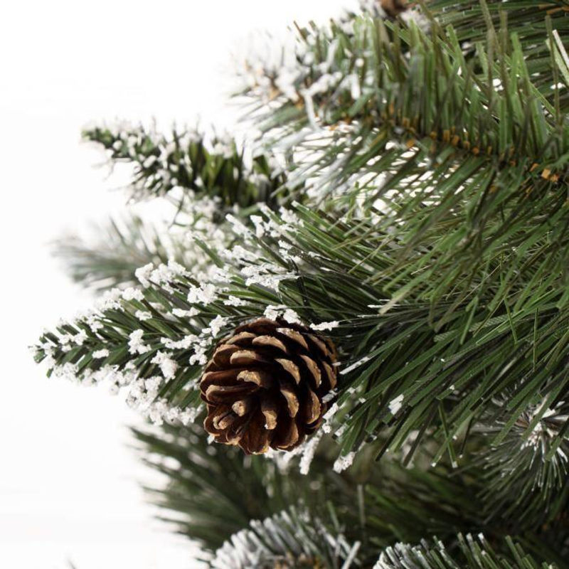 SPRINGOS Premium Weihnachtsbaum Diamantkiefer in Winter-Optik mit Kunstschnee und echten Zapfen, Höhe: 150 cm, Farbe: Grün/Weiß - Bild 3