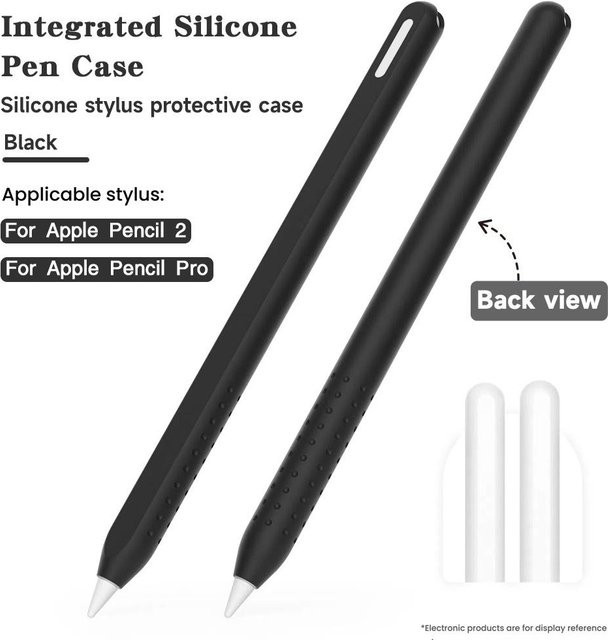 Silikon-Schutzhülle für Apple Pencil Pro, Pencil 2. Generation und USB-C Stylus in Schwarz - Bild 1
