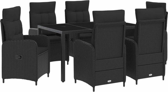 vidaXL Outdoortisch-Set aus Poly-Rattan in Schwarz mit 7 Teilen, B/T/H: 150 x 90 x 75 cm - Bild 1
