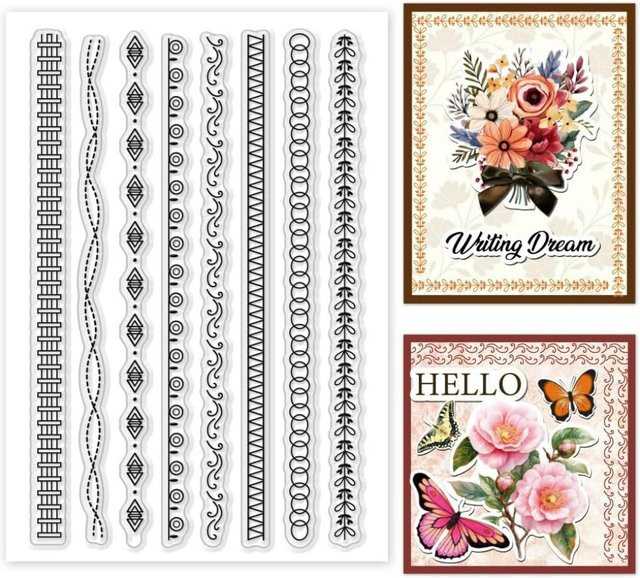 Transparenter Gummistempel mit Spitzenlinien für DIY-Scrapbooking und Kartengestaltung - Bild 1