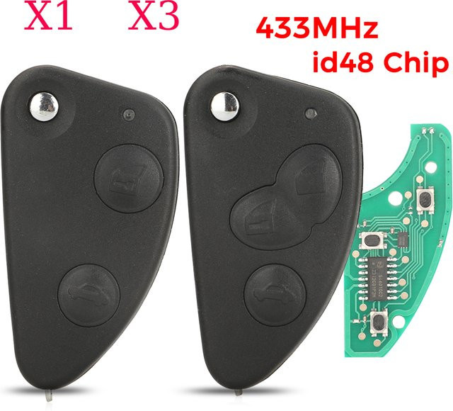 Jingyuqin X1 X3 Fernbedienung Flip Auto Schlüssel für Alfa Romeo mit SIP22 Klinge, 433 MHz, ID48 Chip, Schwarz - Bild 1