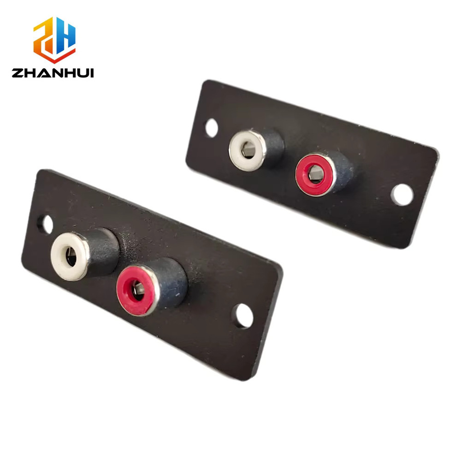 2-Wege-RCA-Buchsen-Wandplatte als Phono-Chassis-Buchse für Audio- und AV-System-Eingangsanschlüsse in Schwarz - Bild 2