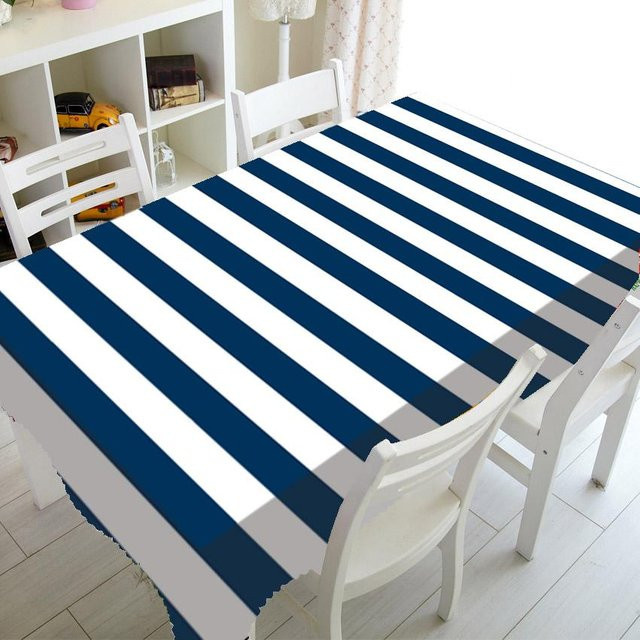 Wasserdichte Tischdecke Super Six mit blau-weißen Streifen für Hochzeit und Küche, Rechteckig, Breite: 140 cm, Länge: 240 cm - Bild 1