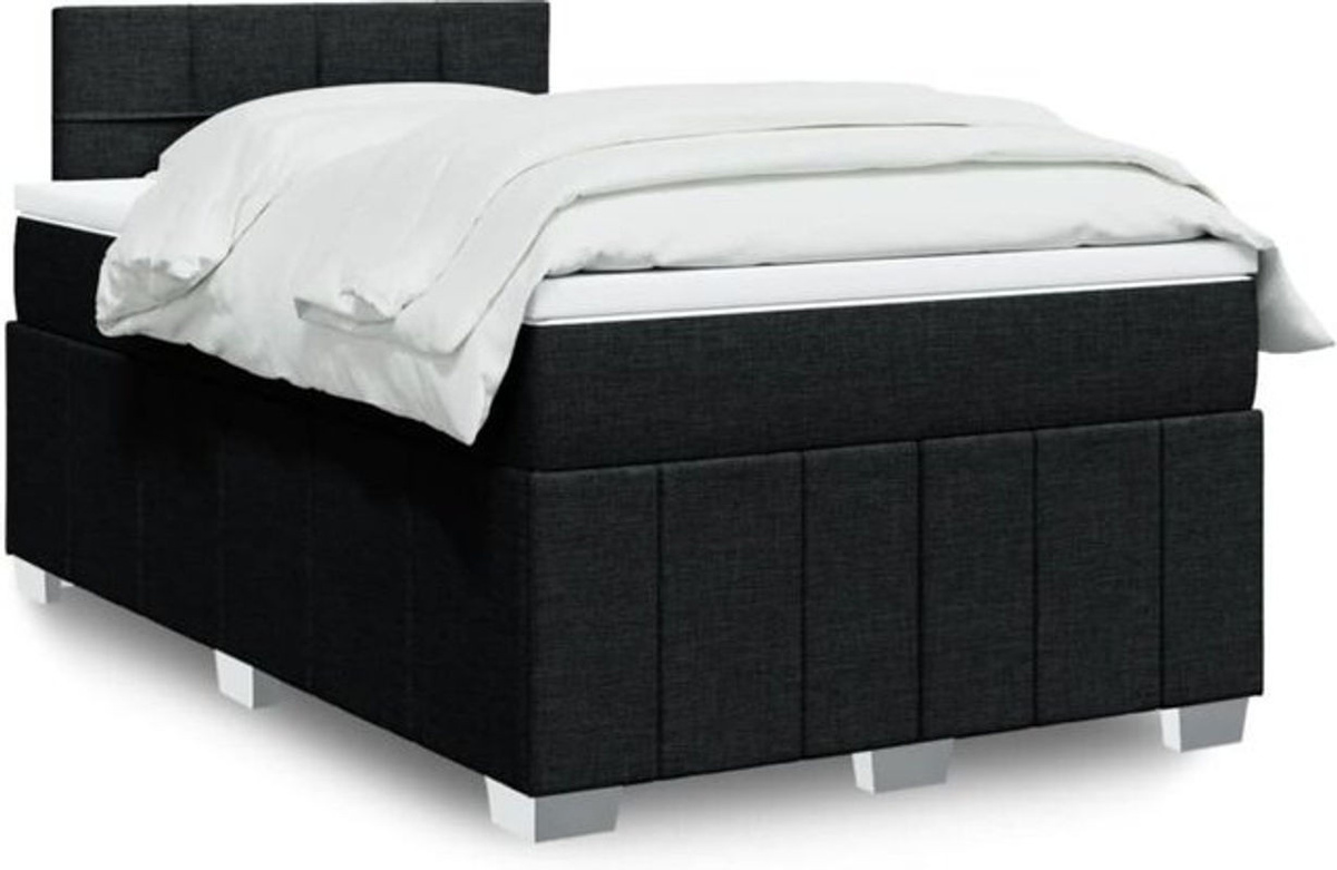 vidaxl Boxspringbett mit Matratze in Schwarz aus Stoff und Holzwerkstoff B/T/H: 120 x 200 x 100,5 cm - Bild 1