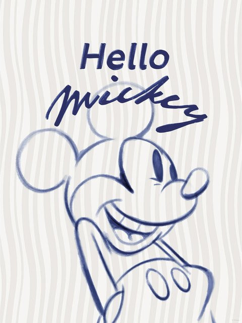 Komar Wandbild Disney Mickey Mouse Hello, Blau, B: 30 cm, H: 40 cm - Bild 1