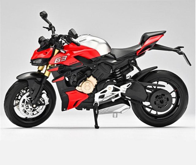 Linyi toy car Streetfighter V4S Legierung Rennmotorrad Modell, 1:12, mit Licht und Sound, schwarz - Bild 1