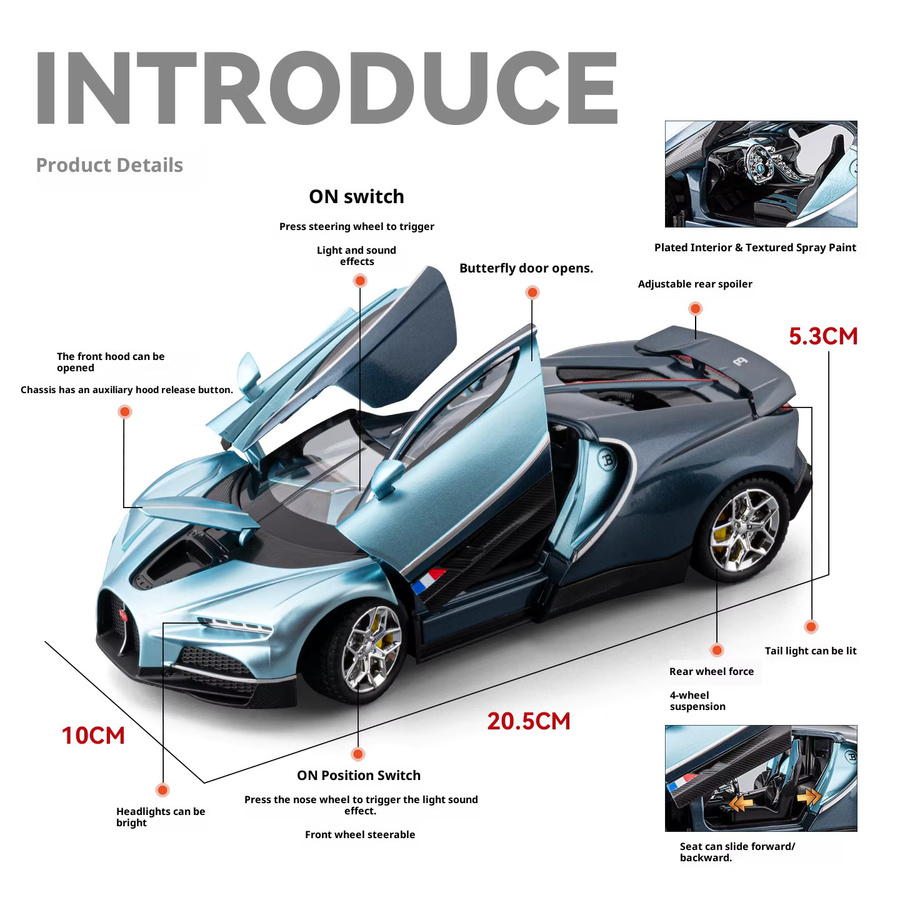 Maisto Bugatti Tourbillon Sportwagen-Modell, Metalldruckguss, Maßstab 1:24 - Bild 2