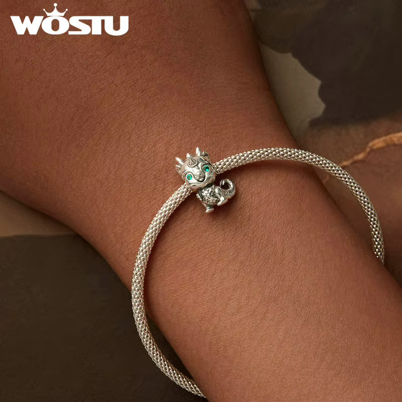 WOSTU Drachen-Charm, 925 Silber, Perle, Unisex - Bild 1