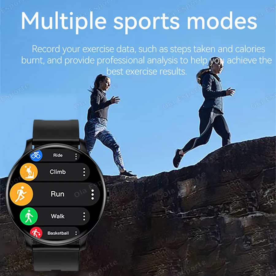 Ola Esporte Smartwatch in Silber mit Gesundheitsüberwachung, Herzfrequenzmessung, Schlaf-Tracking und Bluetooth-Anruffunktion, wasserdicht nach IP68, kompatibel mit Android und iOS - Bild 3