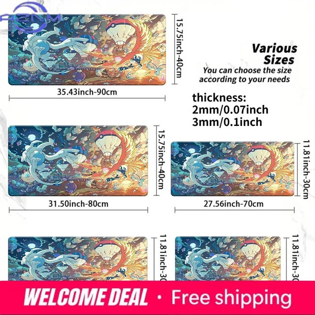 Potdemiel Gaming-Mauspad Lugia & Ho-Oh Fantasy Scene Schreibtischunterlage, multicolour - Bild 1