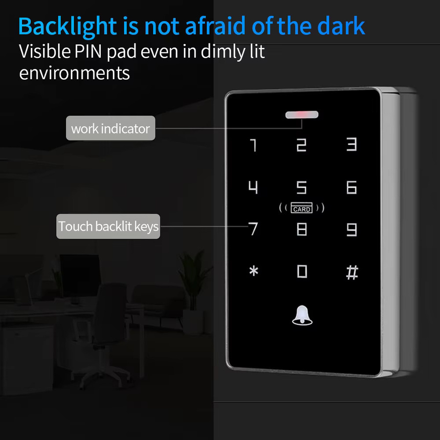 LUCKING DOOR Outdoor RFID Zugangskontrolle Tastatur IP67 wasserdicht in Schwarz (125kHz & 13,56 MHz) - Bild 3