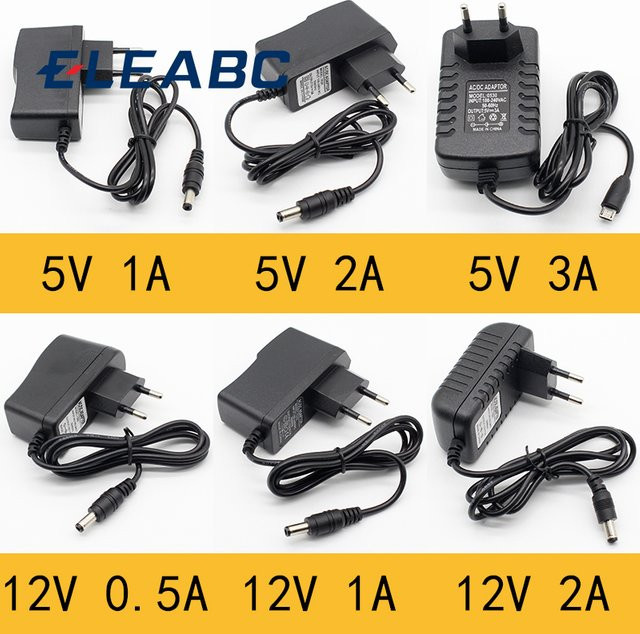 ELECAPITAL Netzteil Adapter mit EU-Stecker und Micro-USB sowie Barrel-Plug 5,5mm x 2,5mm in Schwarz - Bild 1