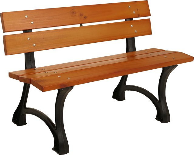 MCW Gartenbank O20 2-Sitzer aus Kiefernholz und Gusseisen in Teak-Optik, Breite: 125 cm - Bild 1