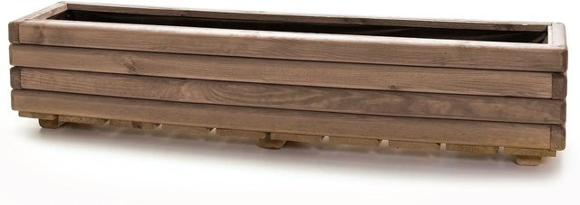 HolzFee Blumenkasten Akzent aus Kiefer, Dunkelbraun, B/T/H: 118 x 25 x 25 cm - Bild 1