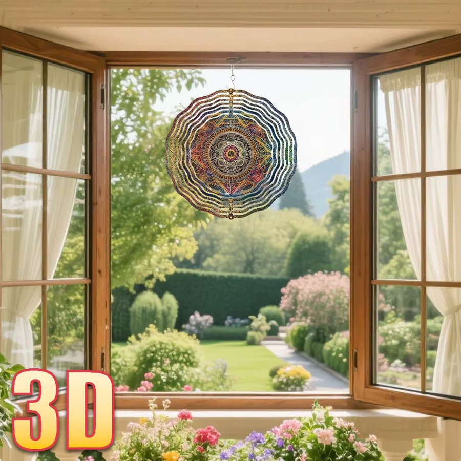 CIFBUY 3D Geometrischer Metallspinner Multicolour als hängende Gartendekoration mit drehbarem Haken, Durchmesser: 25,5 cm - Bild 5