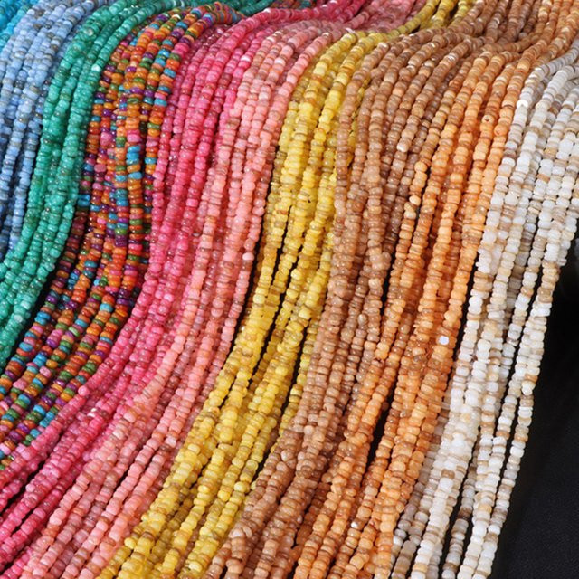 Muschelperlen, bunt, natürlich, 3–4 mm, unregelmäßig, flach, lose - Bild 1