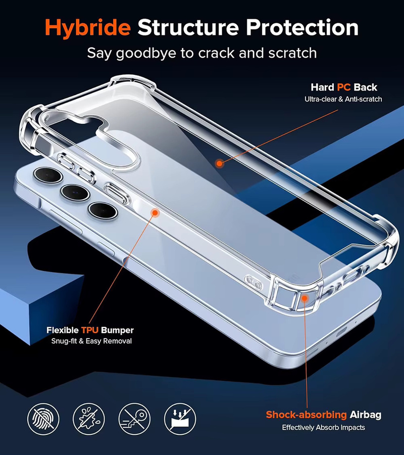 Stoßfeste Hybrid-Hartschale Soft Cover für Samsung Galaxy S25 S24 S23 S22 S21 FE Ultra Plus A16 A55 A15 A35 A54 A34 A14 A33 A53 in Transparent - Bild 2