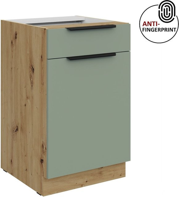 Küchenunterschrank ARIA in Aquamarin Blau matt mit Anti-Fingerprint-Beschichtung, Breite: 50 cm - Bild 1